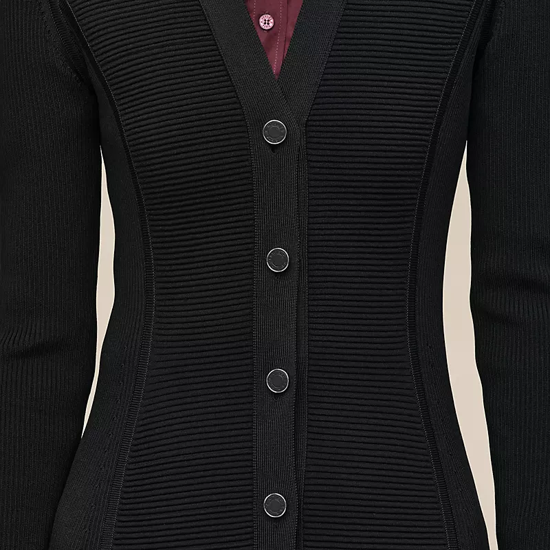 HERMES MID-LENGTH BUTTONED DRESS NOIR