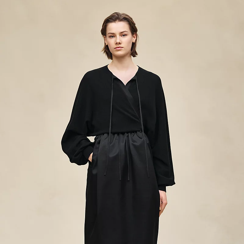 HERMES WRAP CASHMERE CARDIGAN NOIR