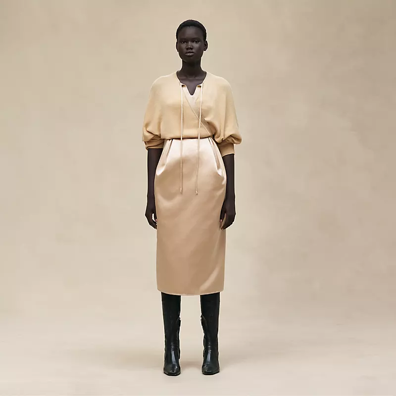 HERMES WRAP CASHMERE CARDIGAN BEIGE LUMIèRE
