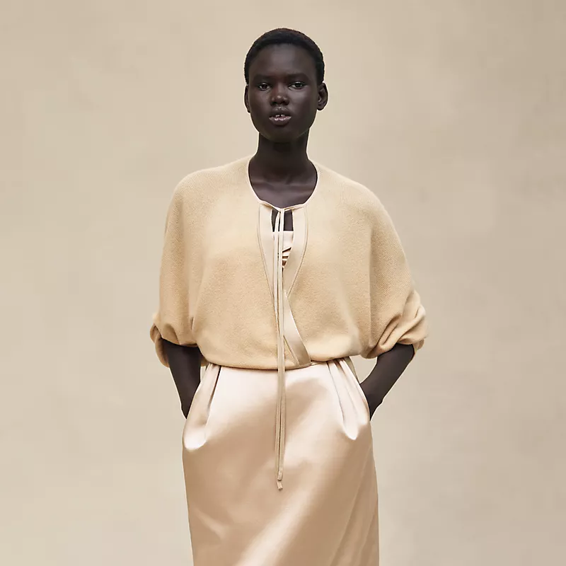 HERMES WRAP CASHMERE CARDIGAN BEIGE LUMIèRE