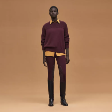 HERMES CASHMERE LONG-SLEEVE SWEATER ROUGE BORDEAUX
