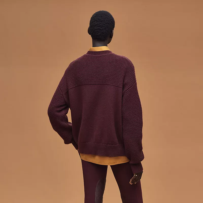HERMES CASHMERE LONG-SLEEVE SWEATER ROUGE BORDEAUX