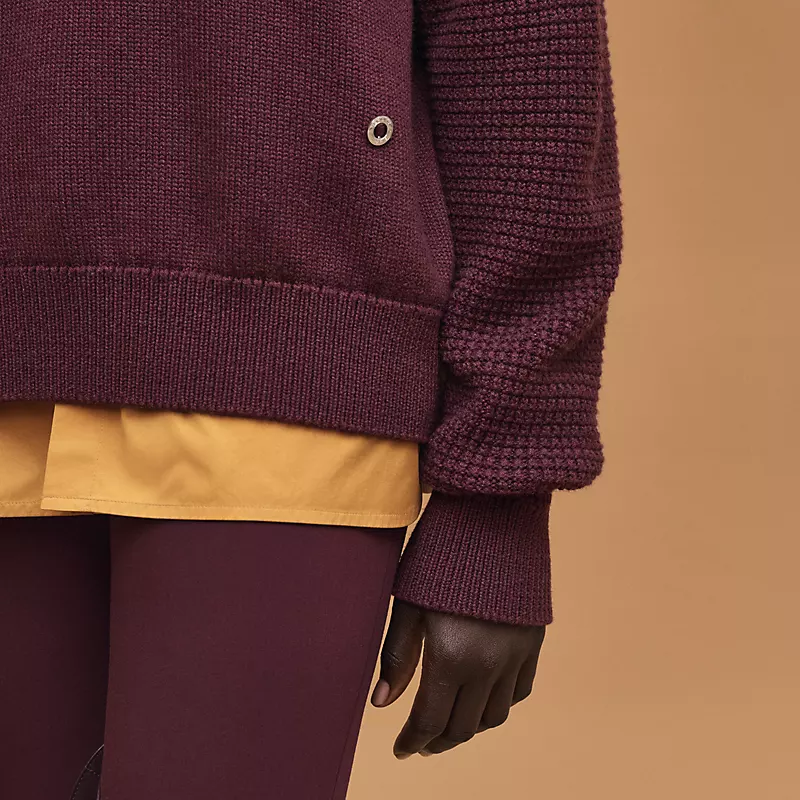 HERMES CASHMERE LONG-SLEEVE SWEATER ROUGE BORDEAUX