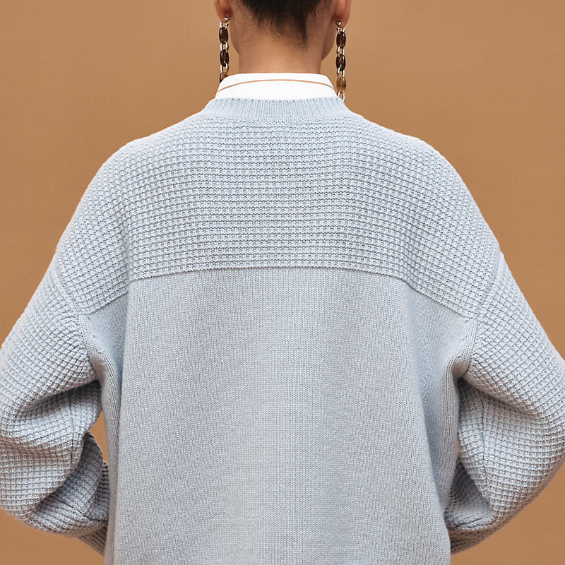HERMES CASHMERE LONG-SLEEVE SWEATER BLEU DRAGéE