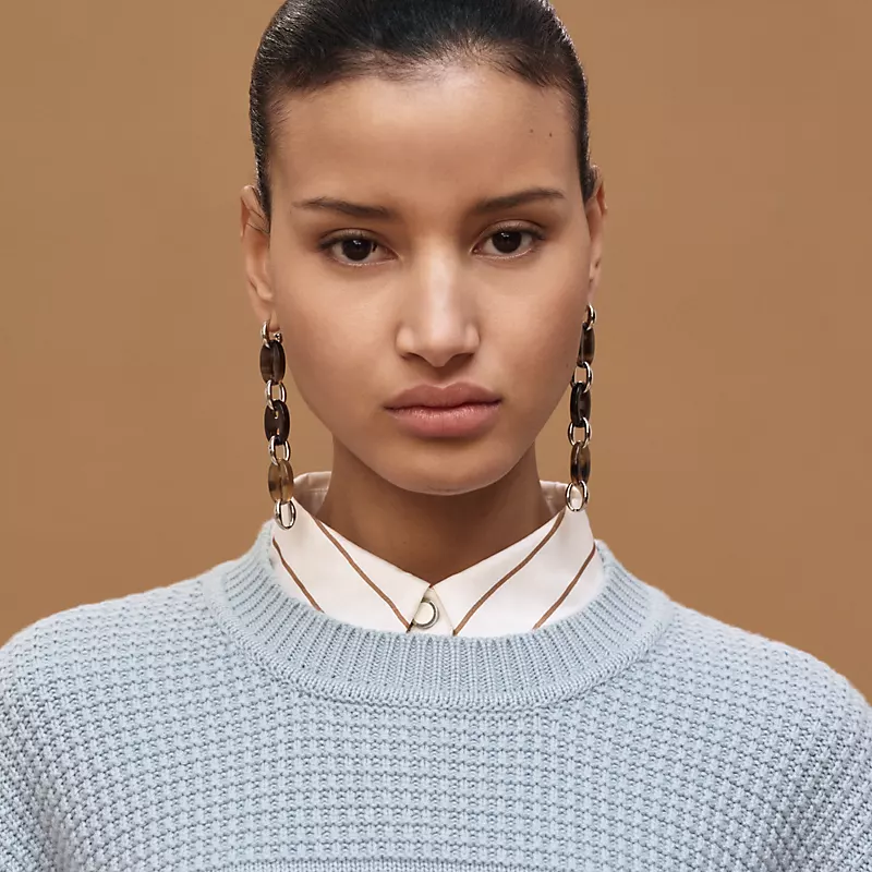 HERMES CASHMERE LONG-SLEEVE SWEATER BLEU DRAGéE