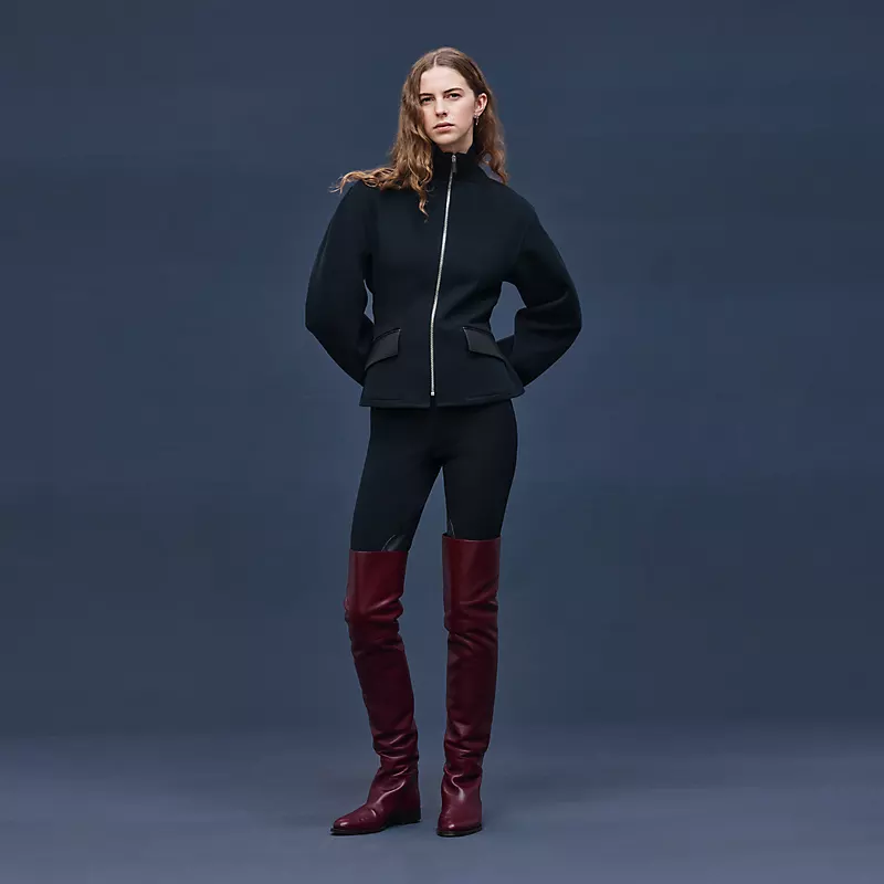 HERMES SHORT EQUESTRIAN CASHMERE COAT BLEU NOIR