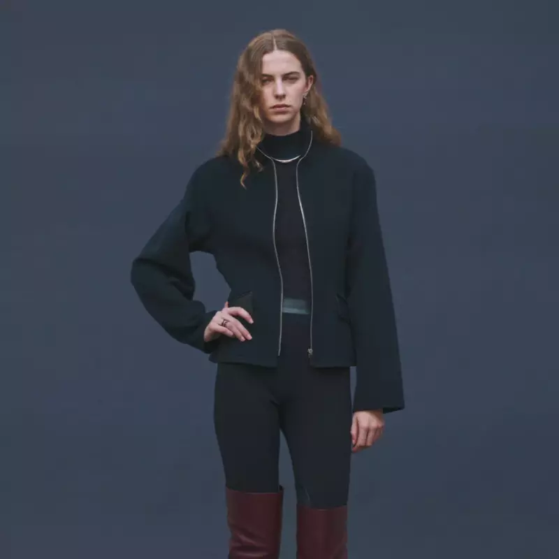 HERMES SHORT EQUESTRIAN CASHMERE COAT BLEU NOIR