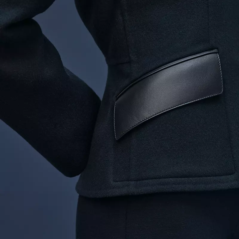 HERMES SHORT EQUESTRIAN CASHMERE COAT BLEU NOIR