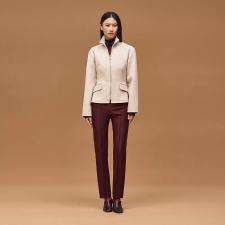 HERMES SHORT EQUESTRIAN CASHMERE COAT BEIGE NATUREL