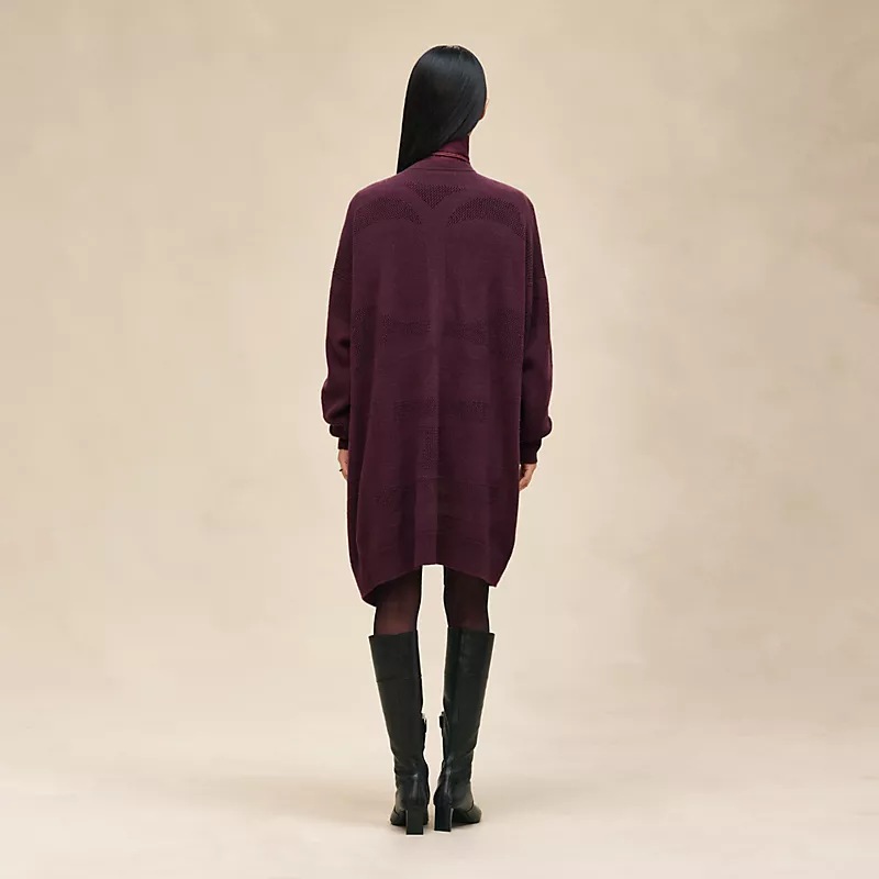 HERMES LONG CASHMERE CARDIGAN ROUGE BORDEAUX