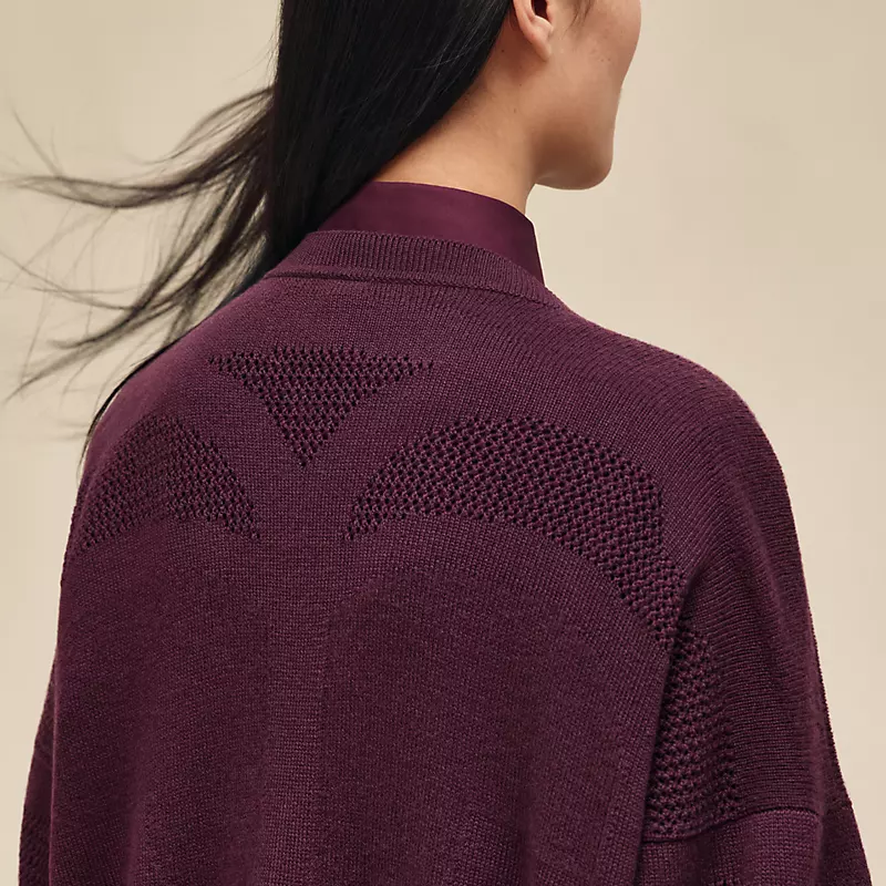 HERMES LONG CASHMERE CARDIGAN ROUGE BORDEAUX