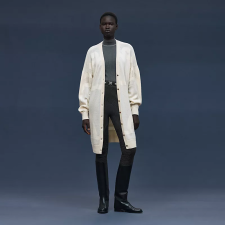 HERMES LONG CASHMERE CARDIGAN BLANC NATUREL