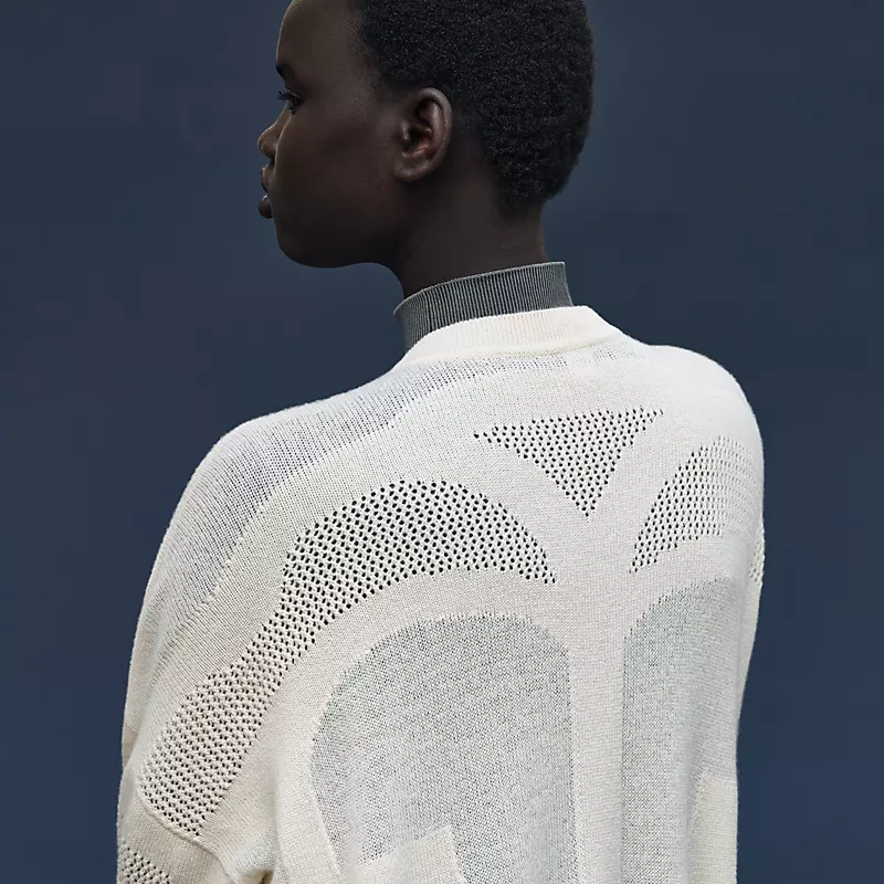 HERMES LONG CASHMERE CARDIGAN BLANC NATUREL