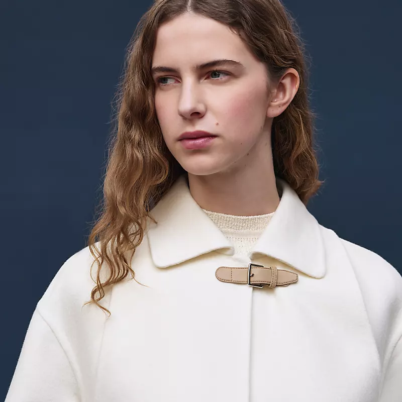 HERMES TRENCH MODULAR CASHMERE COAT BLANC NATUREL