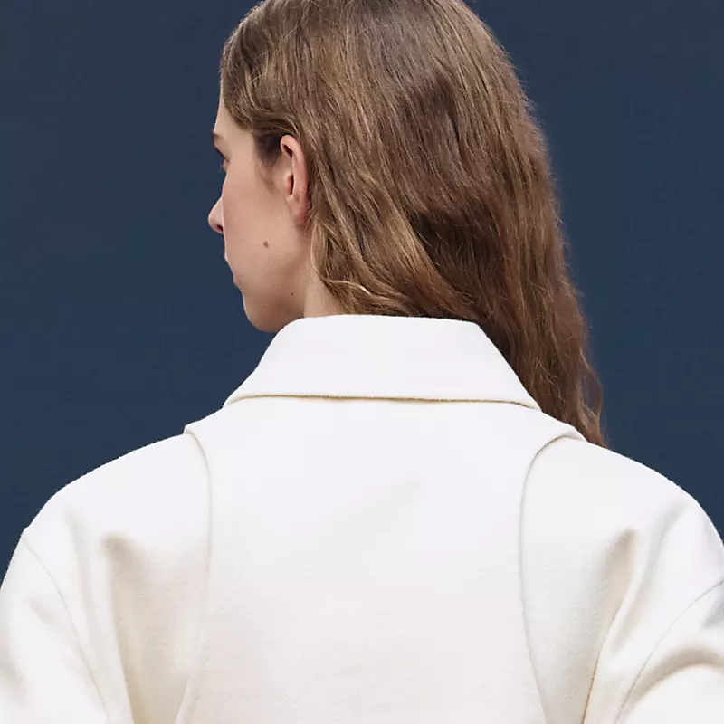 HERMES TRENCH MODULAR CASHMERE COAT BLANC NATUREL