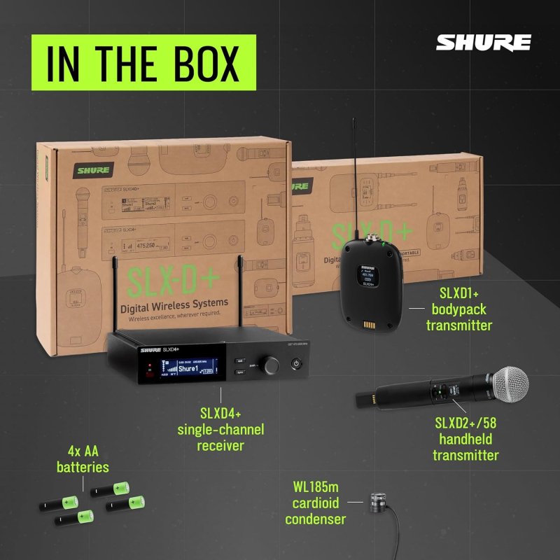SHURE SLXD124 85M DIGITAL WIRELESS MICROPHONE SYSTEM G57 BAND PROFESSIONAL AUDIO COMBO