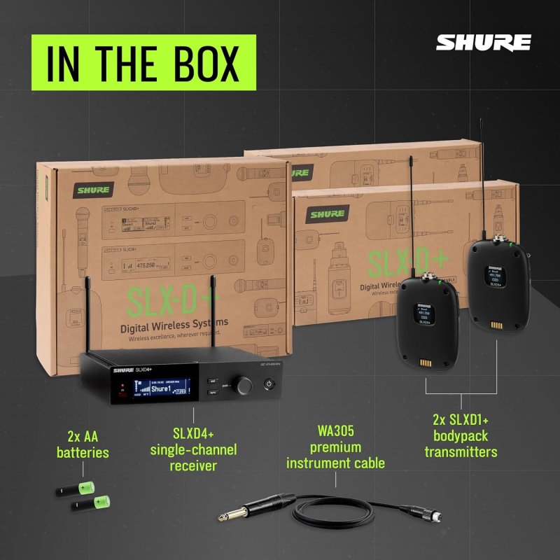 SHURE SLXD14 DIGITAL WIRELESS GUITAR AND BASS SYSTEM WITH G57 BAND MICROPHONE