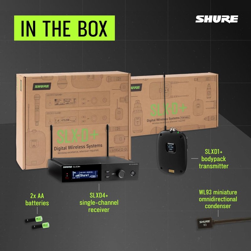 SHURE SLXD14 93 DIGITAL WIRELESS LAVALIER MICROPHONE SYSTEM G57 BAND FOR CLEAR AUDIO