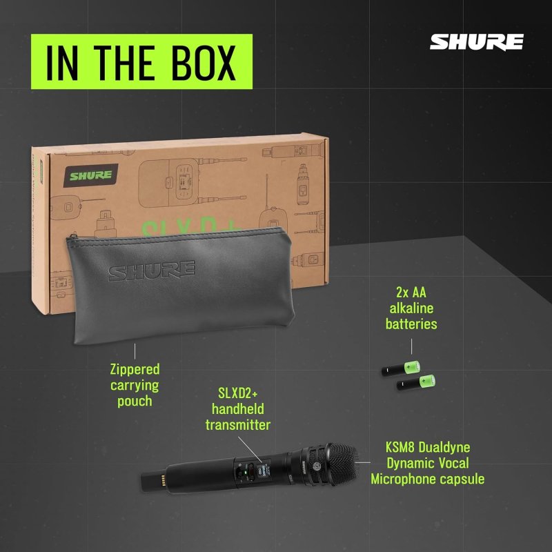 SHURE SLXD2 WIRELESS HANDHELD MICROPHONE TRANSMITTER WITH KSM8 CAPSULE FOR CLEAR AUDIO