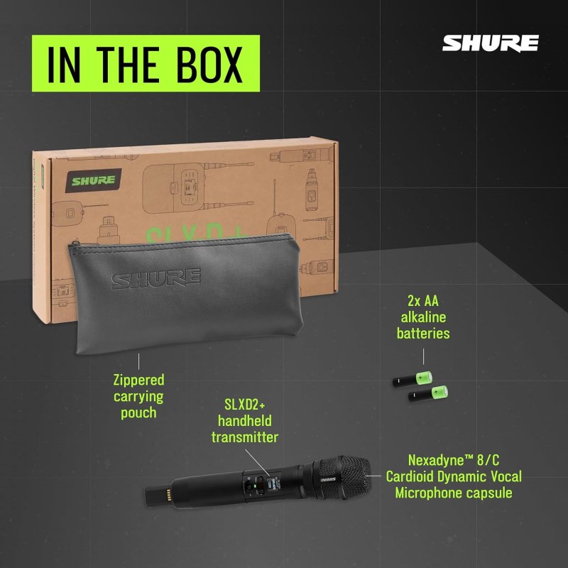 SHURE SLXD2 WIRELESS HANDHELD TRANSMITTER WITH NEXADYNE 8 C MICROPHONE CAPSULE
