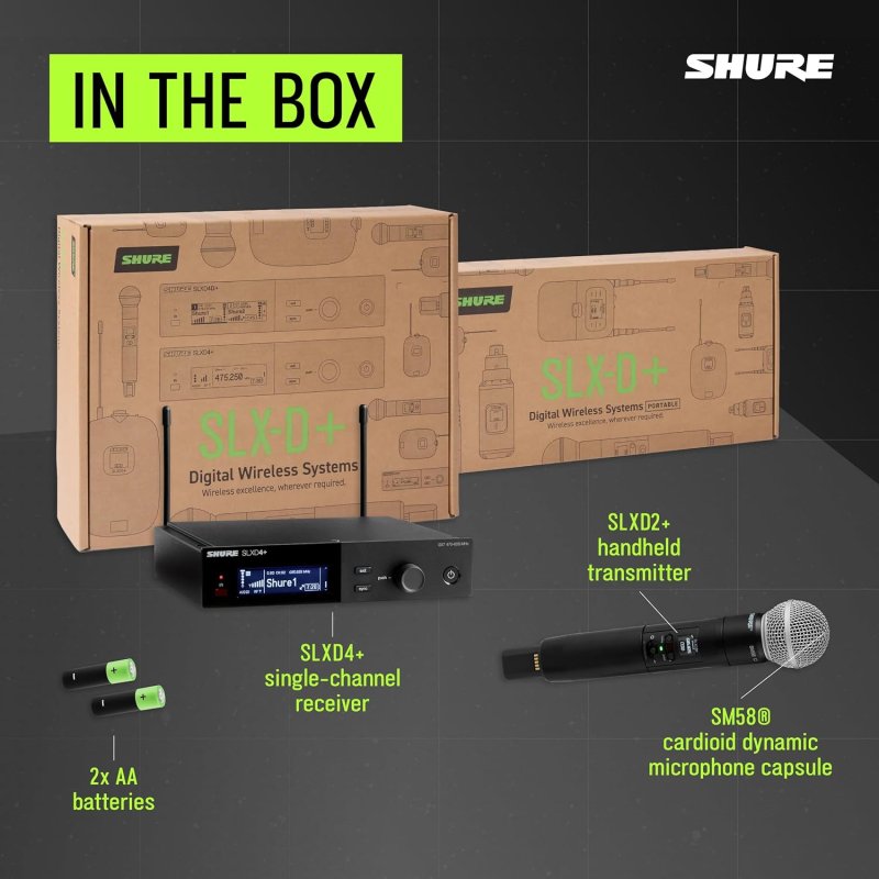 SHURE SLXD24 WIRELESS MICROPHONE SYSTEM WITH SM58 CAPSULE G57 BAND PROFESSIONAL AUDIO