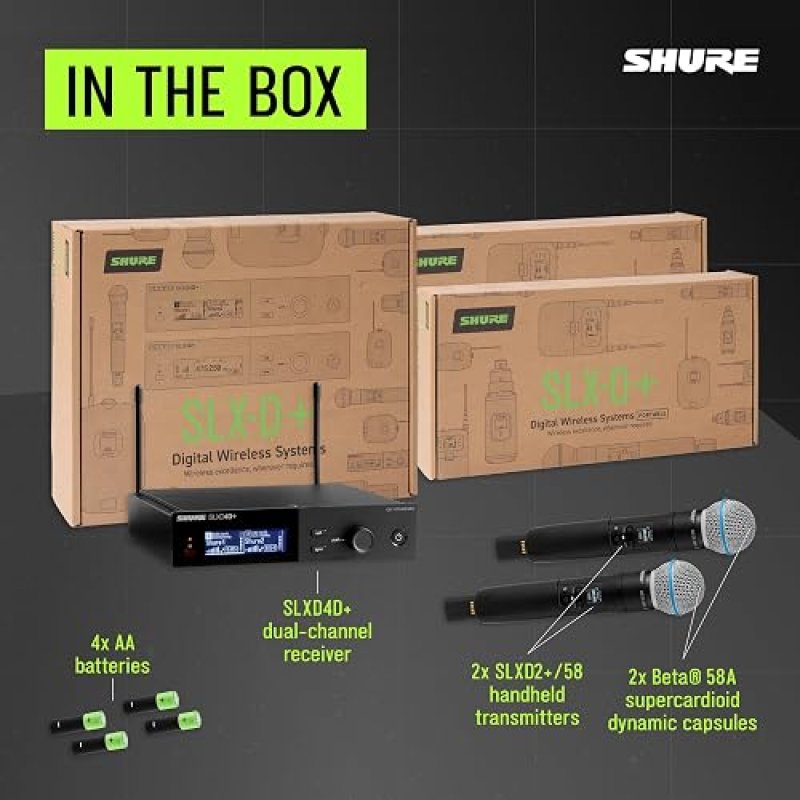 SHURE SLXD24D DUAL WIRELESS MICROPHONE SYSTEM WITH BETA58A CAPSULE G57 BAND