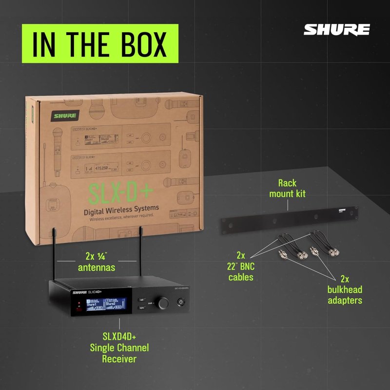 SHURE SLXD4D DUAL-CHANNEL DIGITAL WIRELESS RECEIVER FOR CLEAR AUDIO PERFORMANCE