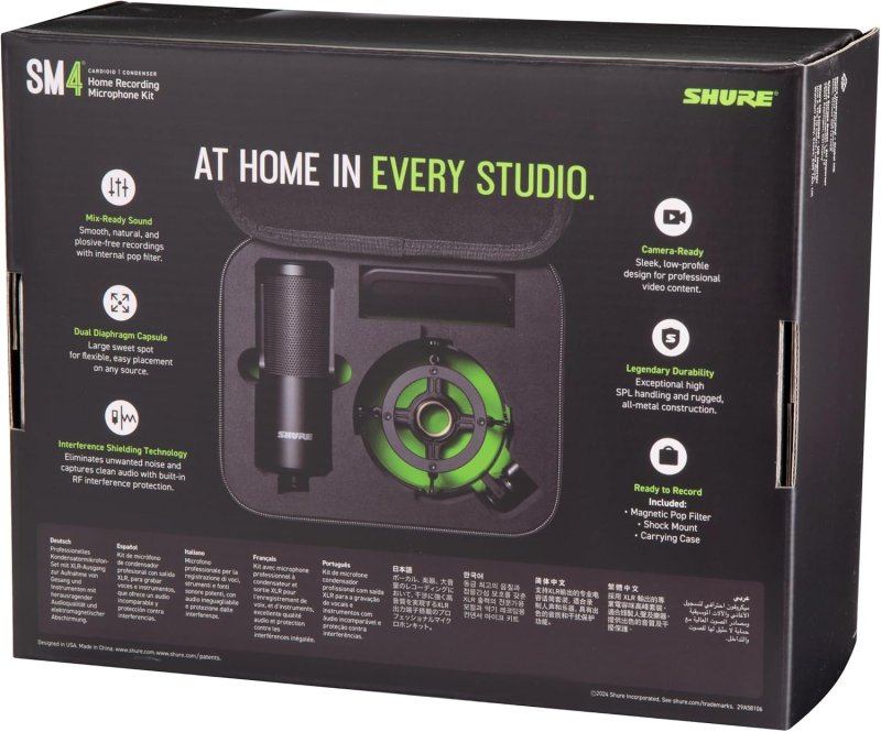 SHURE SM4 XLR STUDIO CONDENSER MICROPHONE KIT FOR PROFESSIONAL RECORDING AND STREAMING