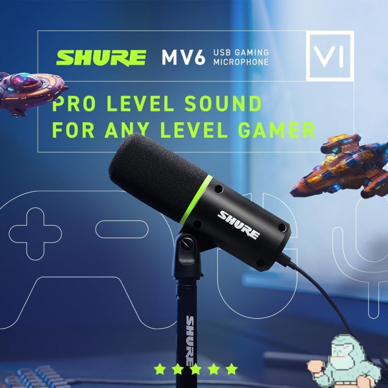 SHURE MV6 USB MICROPHONE GEN 1 FOR GAMING, STREAMING, AND RECORDING HIGH-QUALITY AUDIO