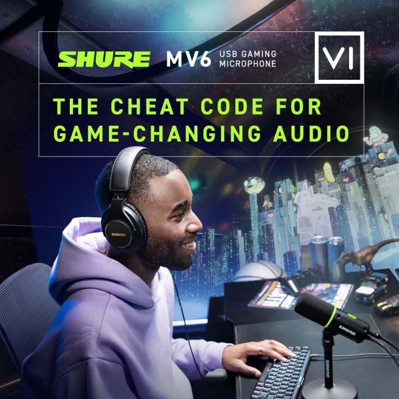 SHURE MV6 USB MICROPHONE GEN 1 FOR GAMING, STREAMING, AND RECORDING HIGH-QUALITY AUDIO