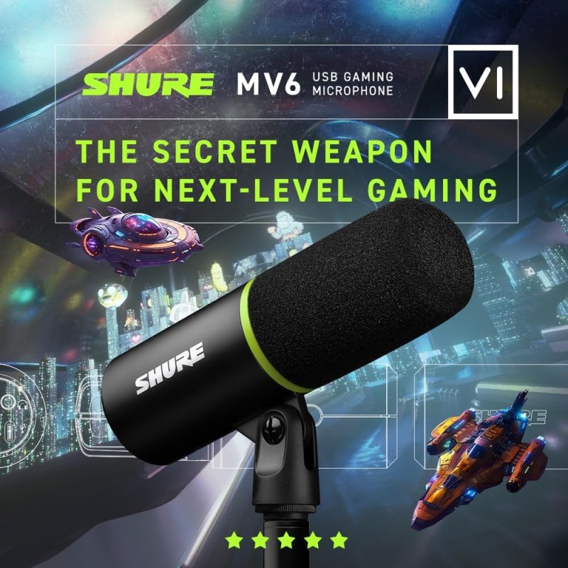 SHURE MV6 USB MICROPHONE GEN 1 FOR GAMING, STREAMING, AND RECORDING HIGH-QUALITY AUDIO