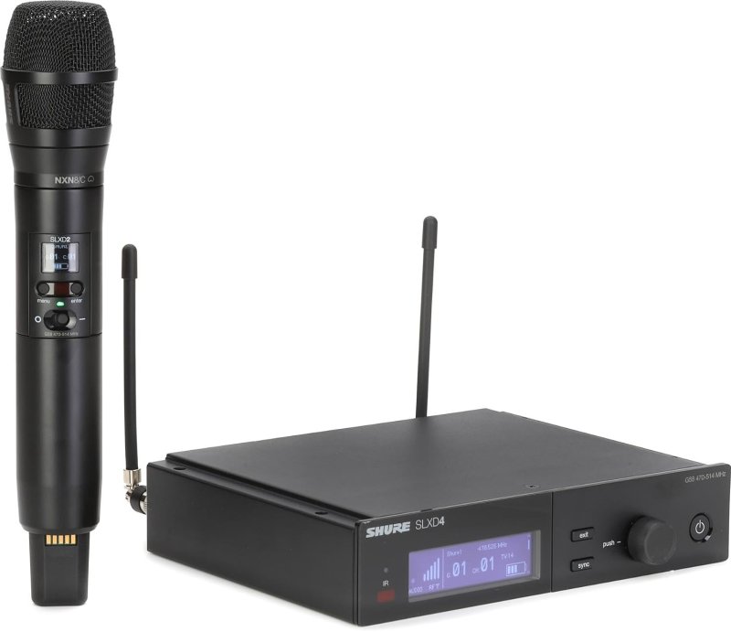 SHURE SLXD24 N8CB WIRELESS MIC SYSTEM WITH SLXD2 HANDHELD TRANSMITTER SLXD4 RACK RECEIVER