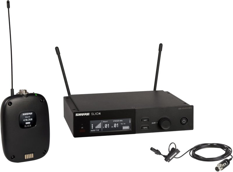 SHURE SLXD14 UL4B WIRELESS MIC SYSTEM WITH BODYPACK, LAVALIER MIC RACK MOUNT KIT J52