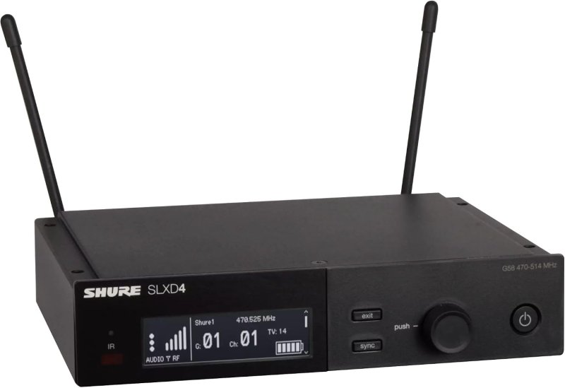 SHURE SLXD14 UL4B WIRELESS MIC SYSTEM WITH BODYPACK, LAVALIER MIC RACK MOUNT KIT J52