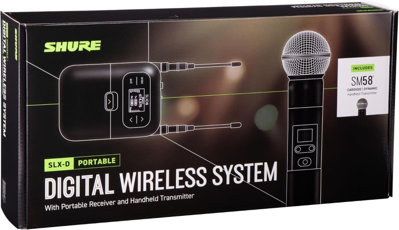 SHURE SLXD25 SM58 WIRELESS DIGITAL VOCAL MIC SYSTEM WITH SM58 MIC SLXD5 RECEIVER