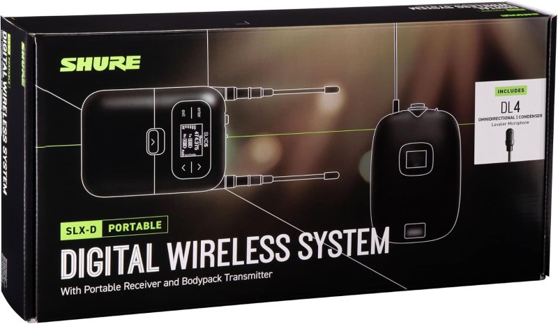 SHURE SLXD15 DL4B WIRELESS LAVALIER MIC SYSTEM WITH SLXD1 BODYPACK SLXD5 RECEIVER G58