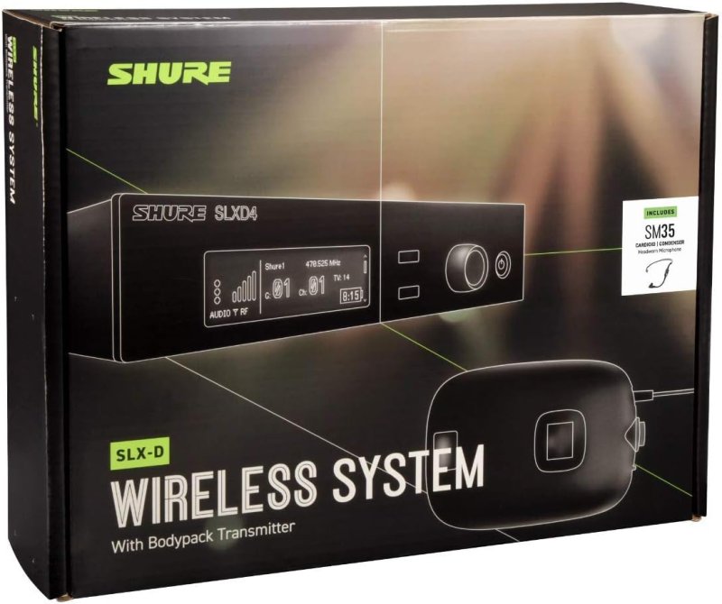 SHURE SLXD14 SM35 WIRELESS HEADSET MIC SYSTEM WITH SLXD1 BODYPACK SLXD4 RECEIVER J52