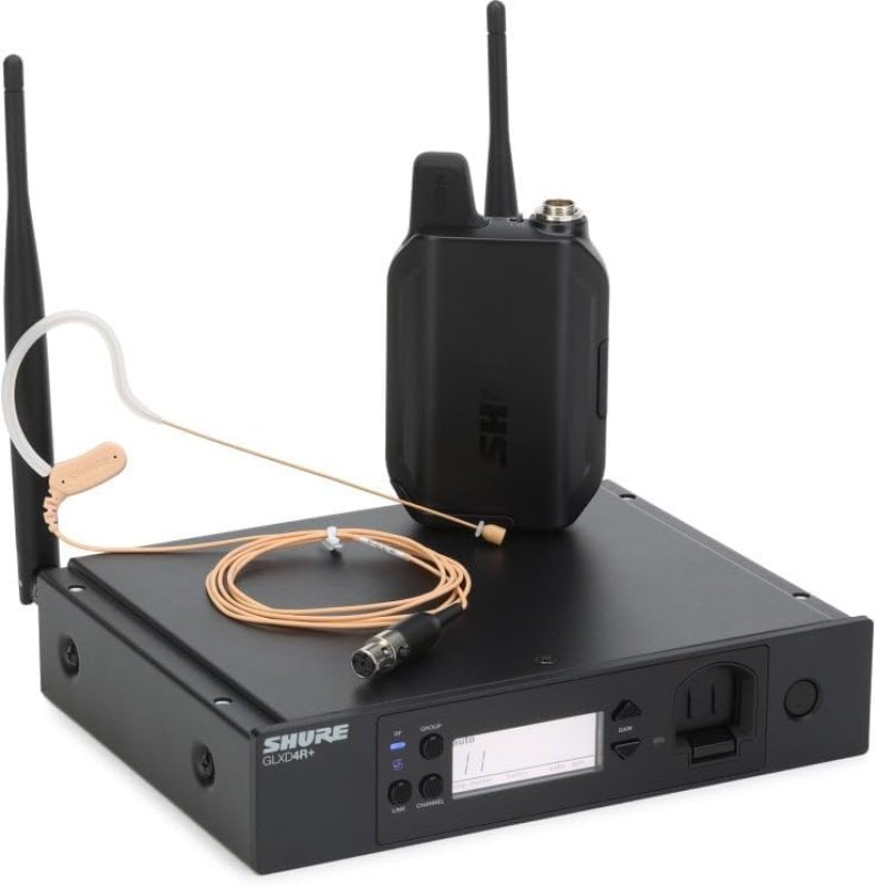 SHURE GLXD14R MX53 WIRELESS MICROPHONE SYSTEM WITH MX153 HEADSET, 12-HOUR BATTERY, 100FT RANGE