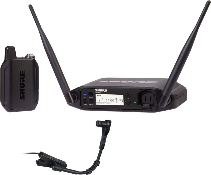 SHURE GLXD14 B98 WIRELESS CLIP-ON INSTRUMENT MICROPHONE SYSTEM FOR BRASS WOODWINDS, 12H BATTERY