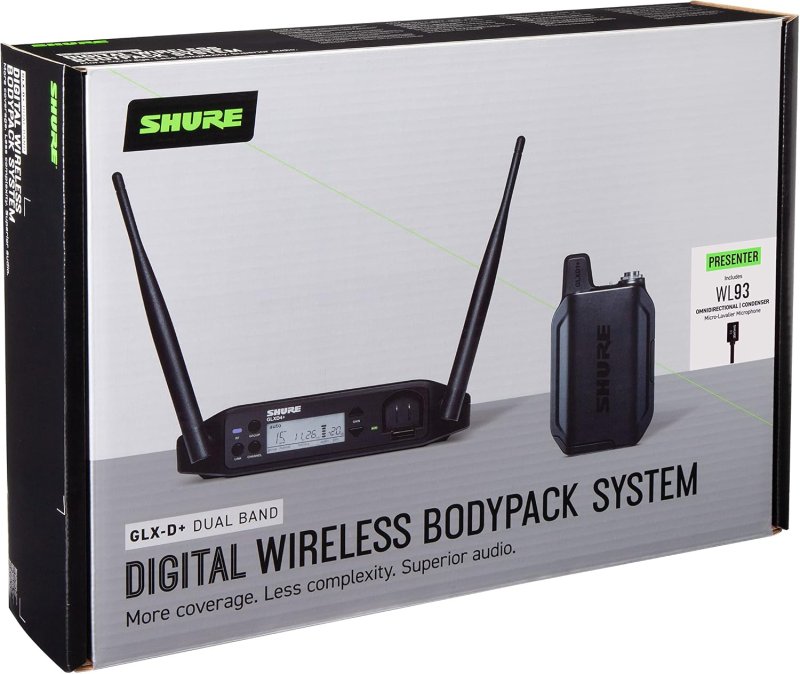 SHURE GLXD14 93 WIRELESS LAVALIER MIC SYSTEM FOR INTERVIEWS THEATER, 12-HOUR BATTERY, 100FT RANGE