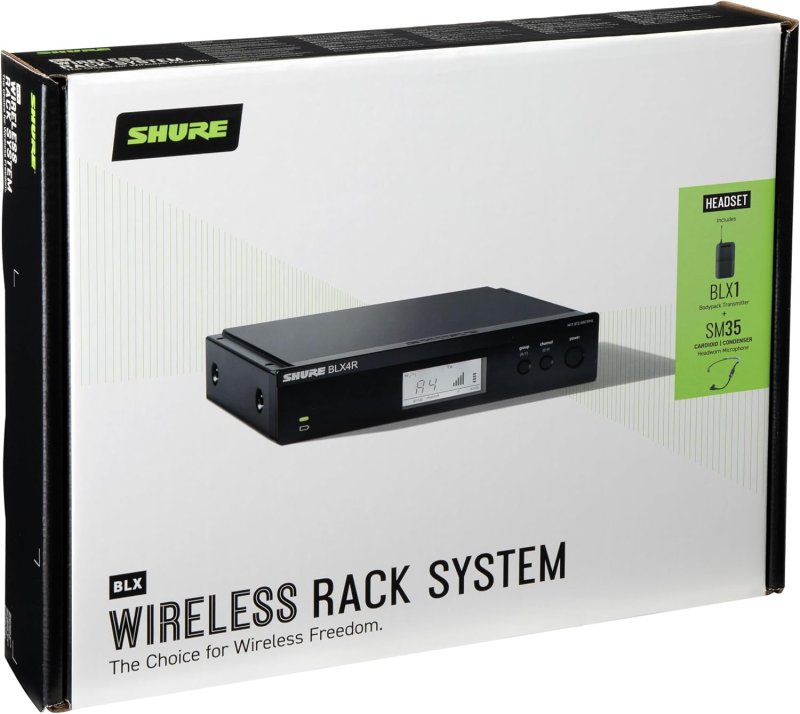 SHURE BLX14R SM35 RACK-MOUNT HEADSET MIC SYSTEM H11 BAND, 14 HR BATTERY, 300 FT RANGE