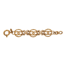 CHANEL OPENWORK CC LOGO ROUND LINK BRACELET GOLD PLATED HARDWARE