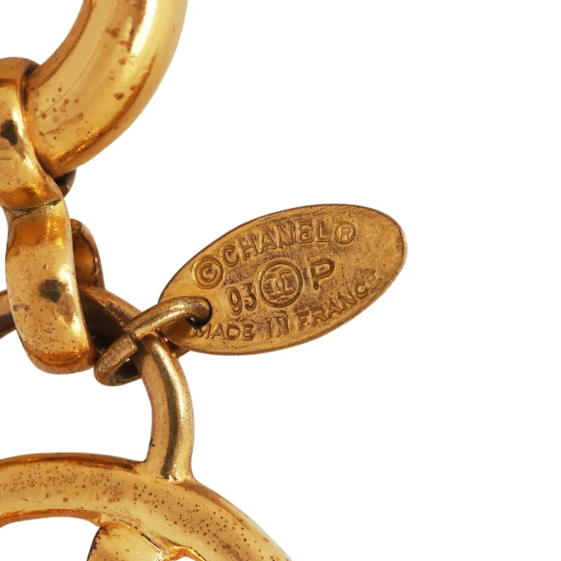 CHANEL OPENWORK CC LOGO ROUND LINK BRACELET GOLD PLATED HARDWARE