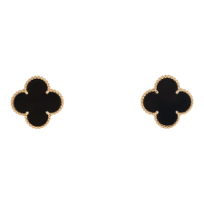 VAN CLEEF & ARPELS MAGIC ALHAMBRA ONYX EARRINGS 18K YELLOW GOLD