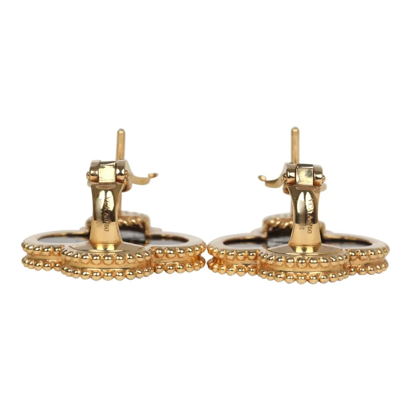 VAN CLEEF & ARPELS MAGIC ALHAMBRA ONYX EARRINGS 18K YELLOW GOLD