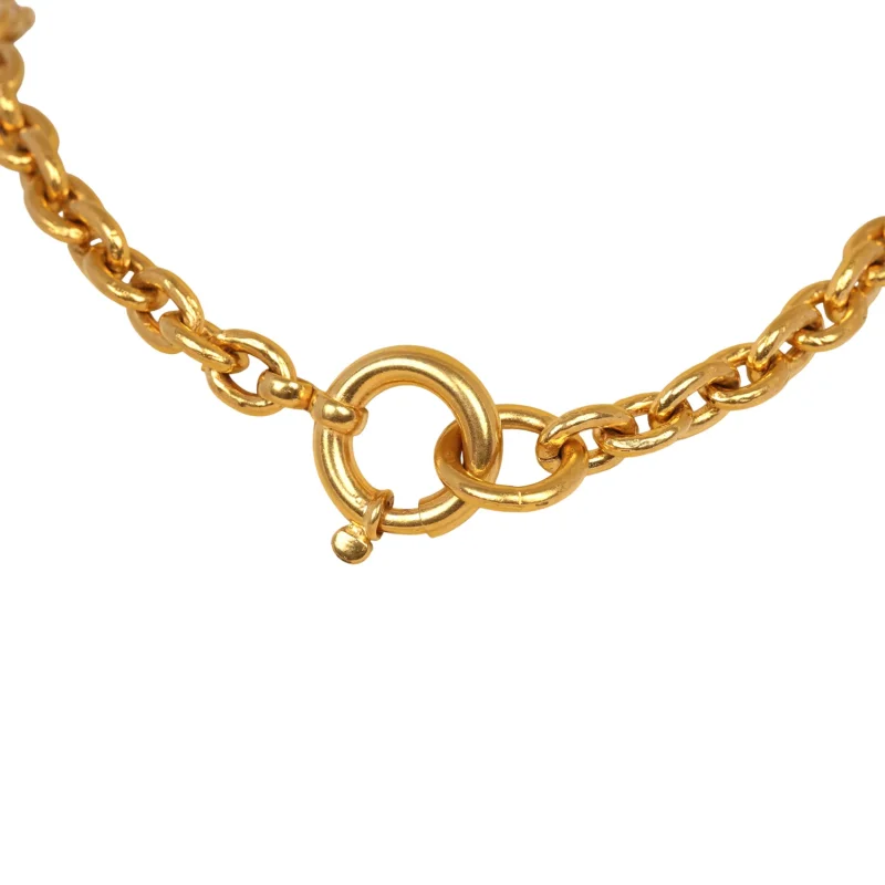 CHANEL CC MEDALLION CHUNKY CHAIN PENDANT NECKLACE GOLD PLATED HARDWARE