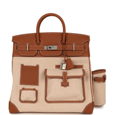 HERMèS BIRKIN CARGO HAC 40 GOLD TOGO, ECRU-BEIGE CARGO H CANVAS PALLADIUM HARDWARE
