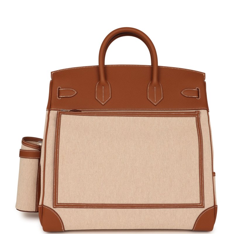 HERMèS BIRKIN CARGO HAC 40 GOLD TOGO, ECRU-BEIGE CARGO H CANVAS PALLADIUM HARDWARE