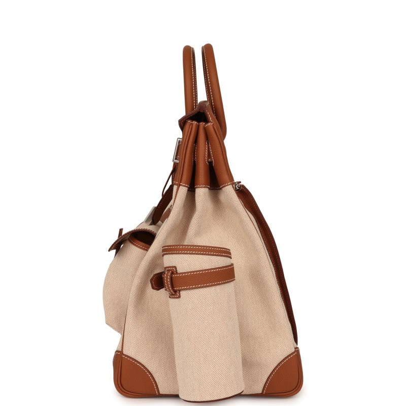 HERMèS BIRKIN CARGO HAC 40 GOLD TOGO, ECRU-BEIGE CARGO H CANVAS PALLADIUM HARDWARE