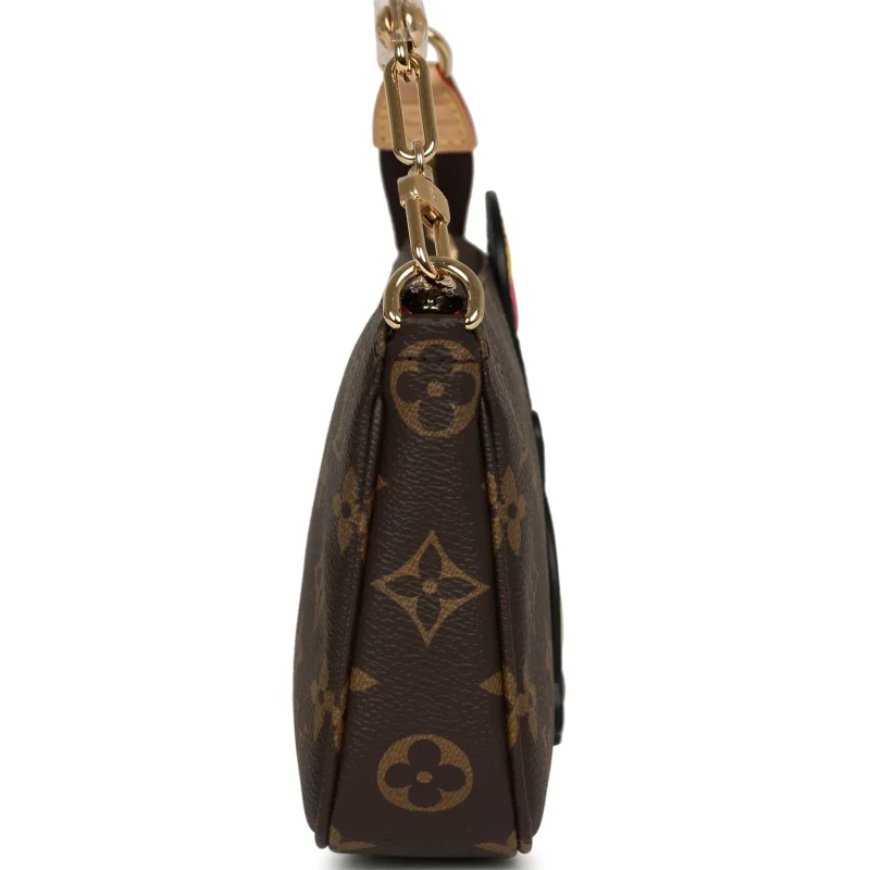 LOUIS VUITTON X TAKASHI MURAKAMI PANDA POCHETTE ACCESSORIES BROWN MONOGRAM GOLD HARDWARE
